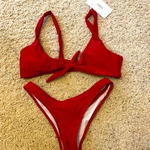 Red scrunch bikini
